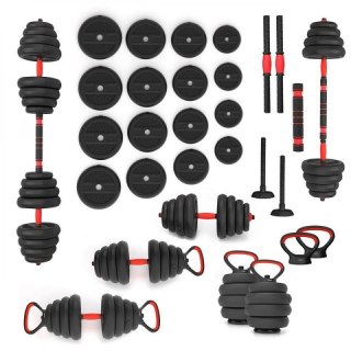 Zestaw ciężarów 6w1 HMS SGN130 (sztanga, sztangielki i kettlebell) 30kg