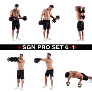 Zestaw ciężarów 6w1 HMS SGN130 (sztanga, sztangielki i kettlebell) 30kg