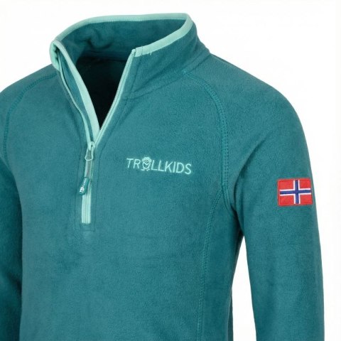 Bluza polarowa dla dziewczynki/chłopca z zamkiem Trollkids Kids Nordland Half Zip zielona (707-332) Trollkids