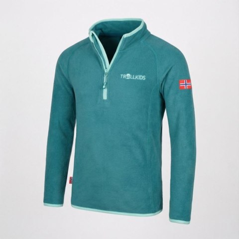 Bluza polarowa dla dziewczynki/chłopca z zamkiem Trollkids Kids Nordland Half Zip zielona (707-332) Trollkids