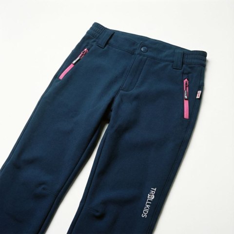 Spodnie softshellowe dziewczęce/chłopięce Trollkids Kids Fjell Softshell Pant granatowe (117-114) Trollkids
