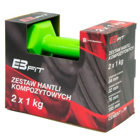 Zestaw Hantli Kompozytowych EB FIT 2x1kg zielone 1027012 Inny