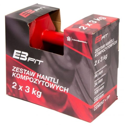 Zestaw hantli kompozytowych EB FIT 2x3kg czerwone 1027036 Inny