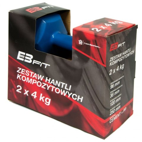 Zestaw hantli kompozytowych EB FIT 2x4kg niebieskie 1027043 Inny