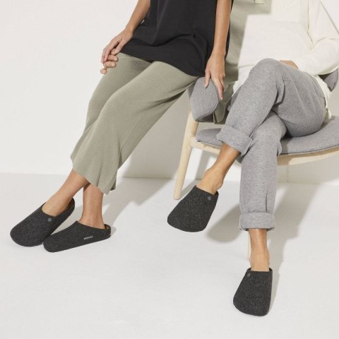 Kapcie męskie/damskie Birkenstock Zermatt Cozy Home Anthracite z wełnianego filcu regular szerokie (1014938) Birkenstock