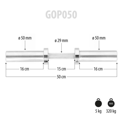 GOP050 (+ZACISKI) GRYF KRÓTKI OLIMPIJSKI 5KG 50CM HMS HMS
