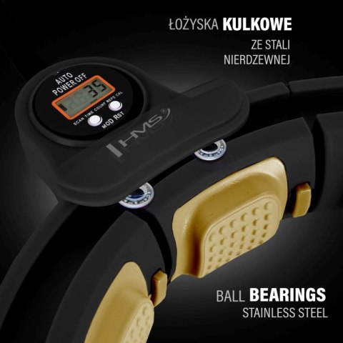 HHM13 NEW HULA HOP BLACK/GOLD Z MAGNESAMI I OBCIĄŻNIKIEM + LICZNIK HMS HMS