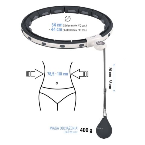 HHM15 HULA HOP BLACK Z MAGNESEM I OBCIĄŻNIKIEM + LICZNIK HMS HMS