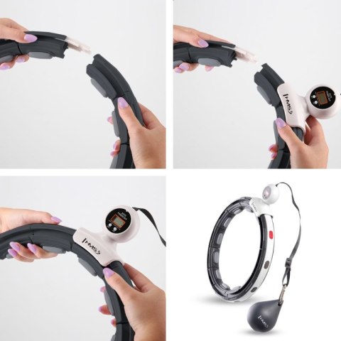 HHM15 HULA HOP BLACK Z MAGNESEM I OBCIĄŻNIKIEM + LICZNIK HMS HMS