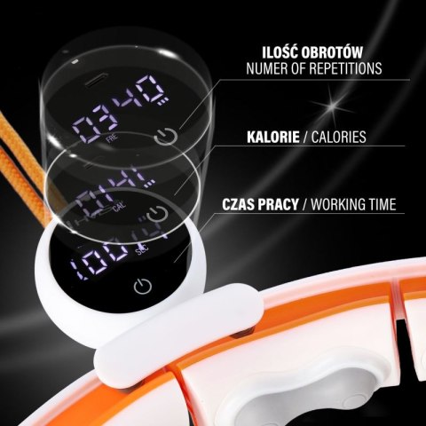 HHM21 HULA HOP WHITE/ORANGE Z MAGNESAMI, WYPUSTKAMI TPE I OBCIĄŻNIKIEM + LICZNIK HMS HMS
