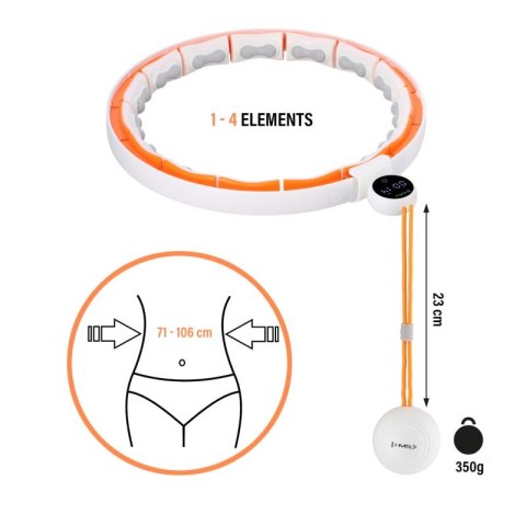 HHM21 HULA HOP WHITE/ORANGE Z MAGNESAMI, WYPUSTKAMI TPE I OBCIĄŻNIKIEM + LICZNIK HMS HMS