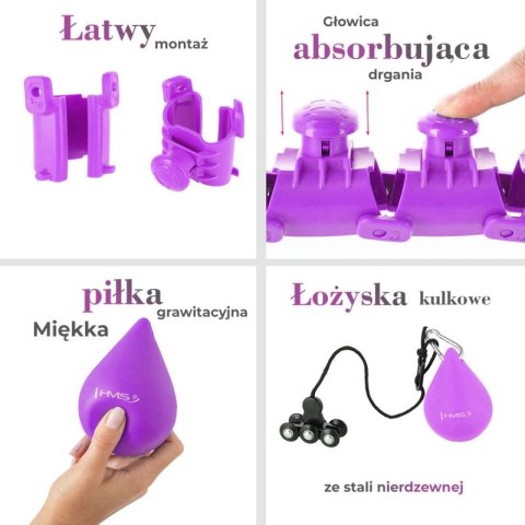 Hula hop plus size HMS HHW12 z wypustkami i obciążnikiem fioletowy HMS