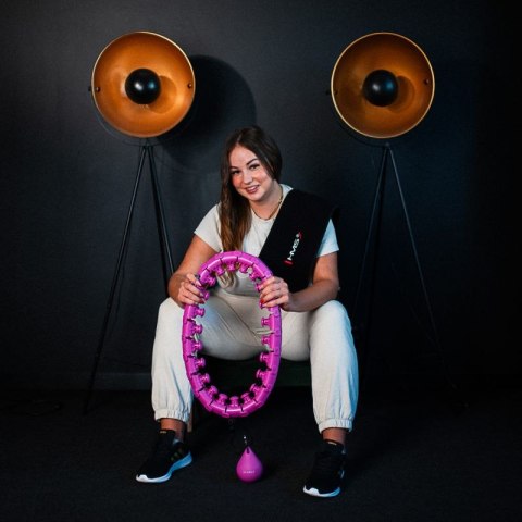 ZESTAW HULA HOP HHW12 VIOLET Z WYPUSTKAMI I OBCIĄŻNIKIEM HMS + PAS BR163 BLACK PLUS SIZE HMS