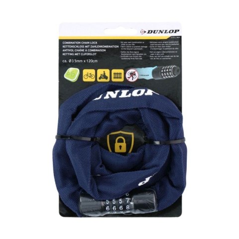 Zapięcie rowerowe Dunlop łańcuch na szyfr 120 cm1042541 Dunlop
