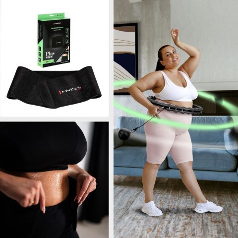 Zestaw Hula Hop HHW11 BLACK z wypustkami i obciążnikiem + pas BR163 BLACK PLUS SIZE HMS HMS