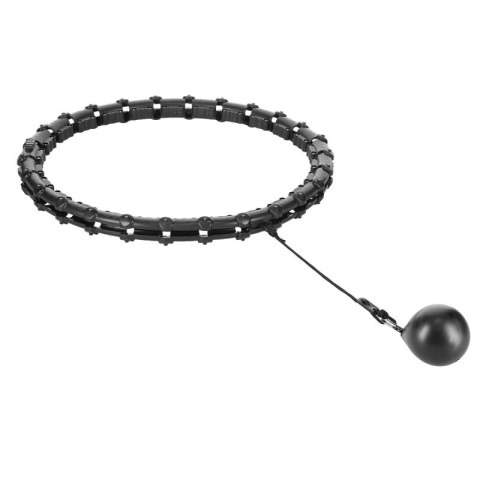 Zestaw Hula Hop HHW11 BLACK z wypustkami i obciążnikiem + pas BR163 BLACK PLUS SIZE HMS HMS