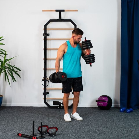 Zestaw ciężarów 6w1 HMS SGN120 (sztanga, sztangielki i kettlebell) 20kg HMS