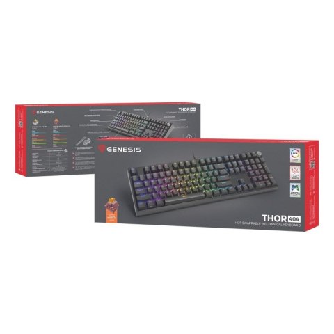 Klawiatura GENESIS THOR 404 Uniwersalne USB QWERTY Angielski Czarny Genesis