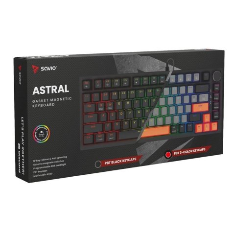 SAVIO KLAWIATURA MAGNETYCZNA ASTRAL BLACK OUTEMU WHITE JADE RGB 3 KOLORY KEYCAPÓW Savio