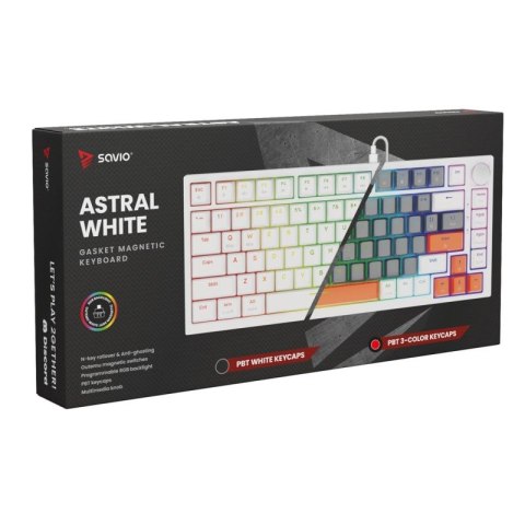 SAVIO KLAWIATURA MAGNETYCZNA ASTRAL WHITE OUTEMU WHITE JADE RGB 3 KOLORY KEYCAPÓW Savio