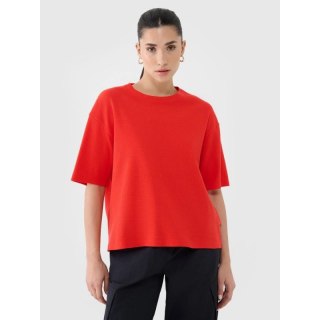 T-shirt regular z waflowej dzianiny damski 4F 4FRSS25TTSHF2651-62S 4f