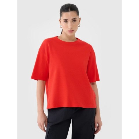 T-shirt regular z waflowej dzianiny damski 4F 4FRSS25TTSHF2651-62S 4f