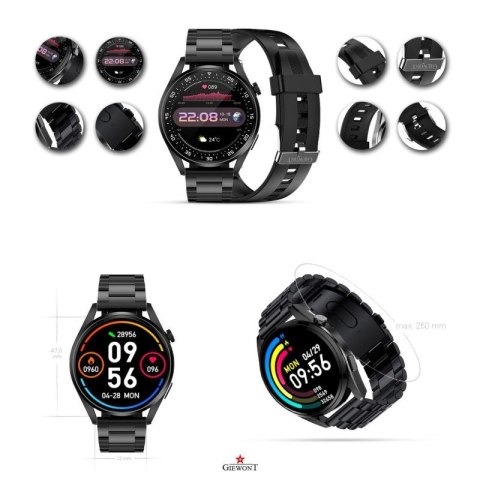 Smartwatch GIEWONT Vertex SmartCall GW450-1 Carbon/Carbon Silikon Giewont