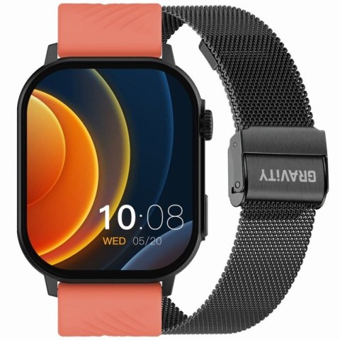 Smartwatch Gravity GT15-3 Czerwony Pasek Silikonowy + Czarna Bransoleta Gravity
