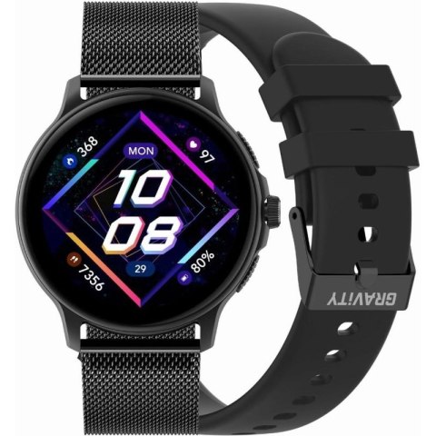 Smartwatch Damski GRAVITY GT12-1 Czarny Pasek Silikonowy + Czarna Bransoleta Gravity