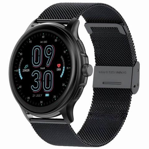 Smartwatch Damski GRAVITY GT12-1 Czarny Pasek Silikonowy + Czarna Bransoleta Gravity