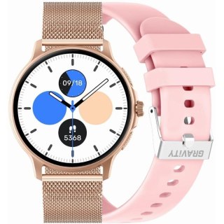 Smartwatch Damski GRAVITY GT12-3 Różowy Pasek Silikonowy + Bransoleta Różowe Złoto Gravity
