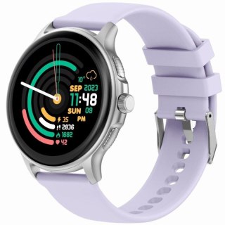 Smartwatch Damski GRAVITY GT12-6 Fioletowy Pasek Silikonowy + Srebrna Bransoleta Gravity