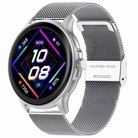 Smartwatch Damski GRAVITY GT12-7 Czarny Pasek Silikonowy + Srebrna Bransoleta Gravity