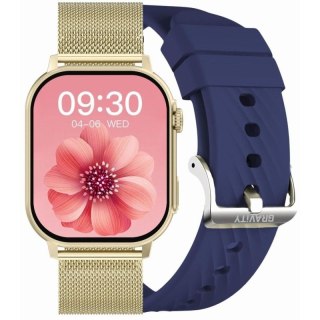 Smartwatch Damski GRAVITY GT15-11 Granatowy Pasek Silikonowy + Złota Bransoleta Gravity