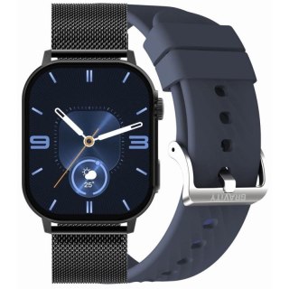Smartwatch Damski GRAVITY GT15-12 Granatowy Pasek Silikonowy + Czarna Bransoleta Gravity