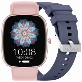 Smartwatch Damski GRAVITY GT18-3 Różowy Pasek Silikonowy + Granatowy Pasek Gravity