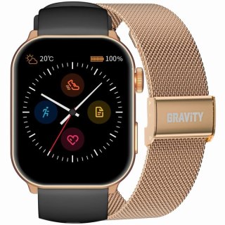 Smartwatch Damski GRAVITY GT28-5 Pasek + Bransoleta Różowe złoto Czarny Gravity