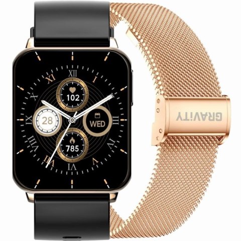 Smartwatch Gravity Różowe Złoto Czarny 2 Paski GT17-5 Gravity