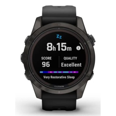 Zegarek Garmin Fenix 7S Pro 42mm Sapphire Solar szary tytanowy DLC z czarnym paskiem Garmin