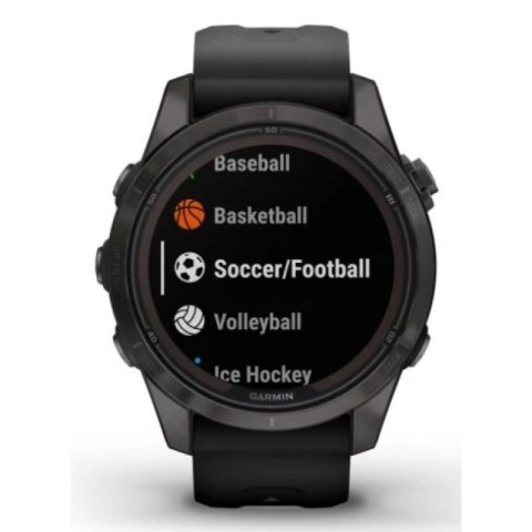 Zegarek Garmin Fenix 7S Pro 42mm Sapphire Solar szary tytanowy DLC z czarnym paskiem Garmin