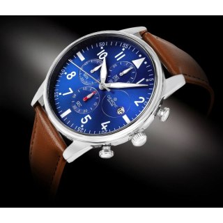Zegarek Męski Giewont Chronograph Sapphire Brązowo Niebieski GW5630-A6 Giewont