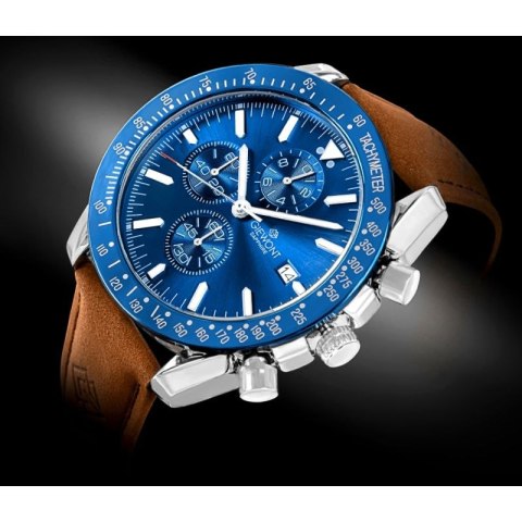 Zegarek Męski Giewont Chronograph Sapphire Brązowo Niebieski GW8720-A2 Giewont