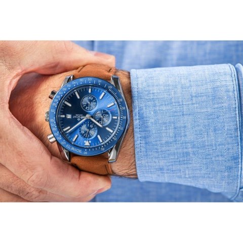 Zegarek Męski Giewont Chronograph Sapphire Brązowo Niebieski GW8720-A2 Giewont