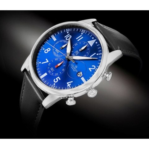 Zegarek Męski Giewont Chronograph Sapphire Czarno Niebieski GW5630-A3 Giewont