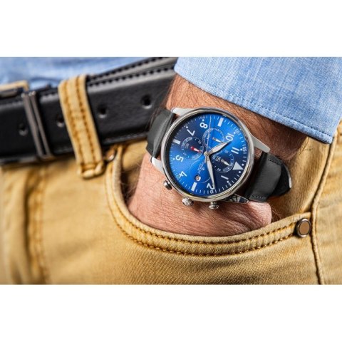 Zegarek Męski Giewont Chronograph Sapphire Czarno Niebieski GW5630-A3 Giewont