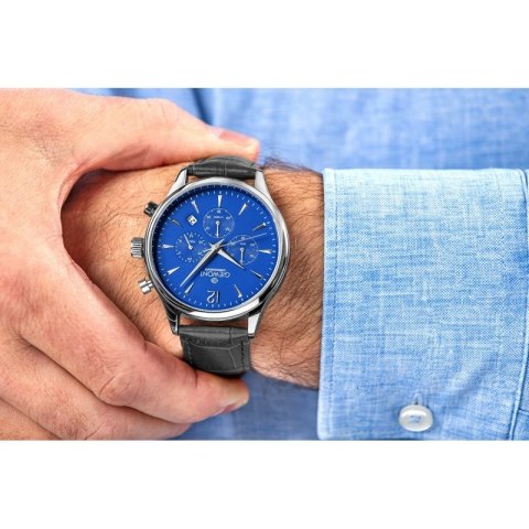 Zegarek Męski Giewont Chronograph Sapphire Czarno Niebieski GW6310-A3 Giewont
