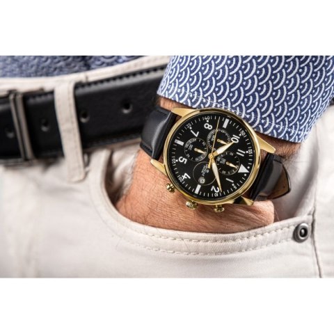 Zegarek Męski Giewont Chronograph Sapphire Czarno Złoty GW5630-A4 Giewont
