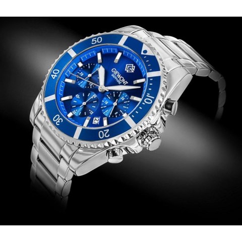 Zegarek Męski Giewont Chronograph Sapphire Srebrno Niebieski GW3970-B3 Giewont