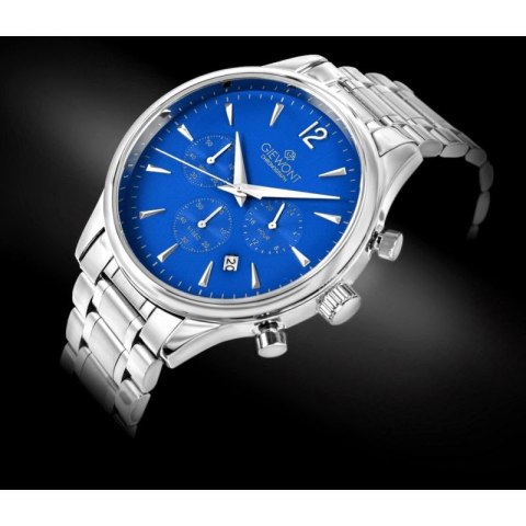 Zegarek Męski Giewont Chronograph Sapphire Srebrno Niebieski GW6310-B3 Giewont