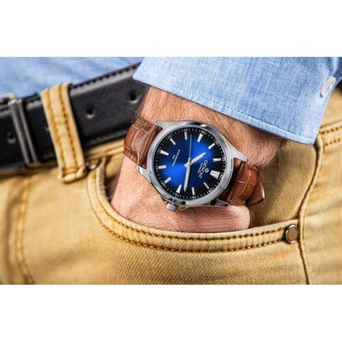 Zegarek Męski Giewont Elegance Sapphire Brązowo Niebieski GW5160-A7 Giewont